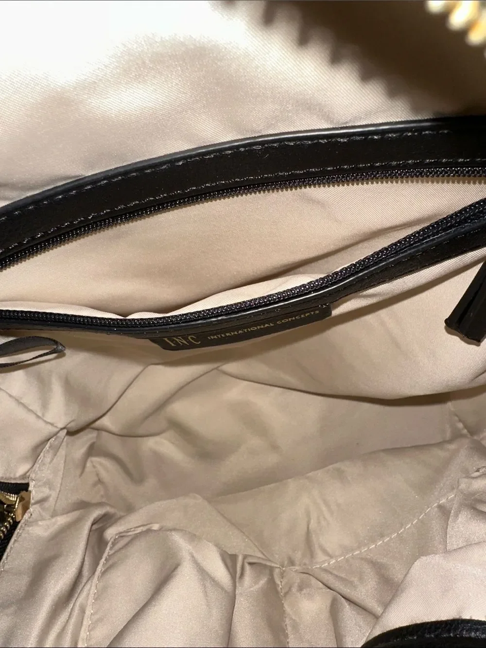 INC Black Gold Tone Hardware Faux Leather Mini Backpack
